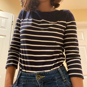 Stripped Cropped Sleeved Top